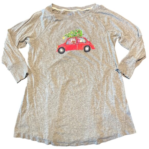 Jane And Bleecker Grey Girls Gown Night Shirt XL Christmas tree and Red Truck - Picture 1 of 6